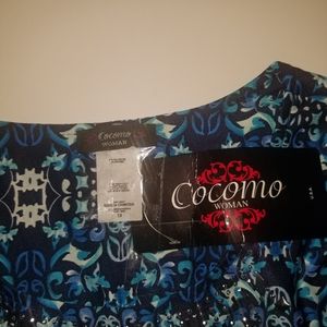 Cocomo 1X Vibrant Blue Shirt/Tunic -New